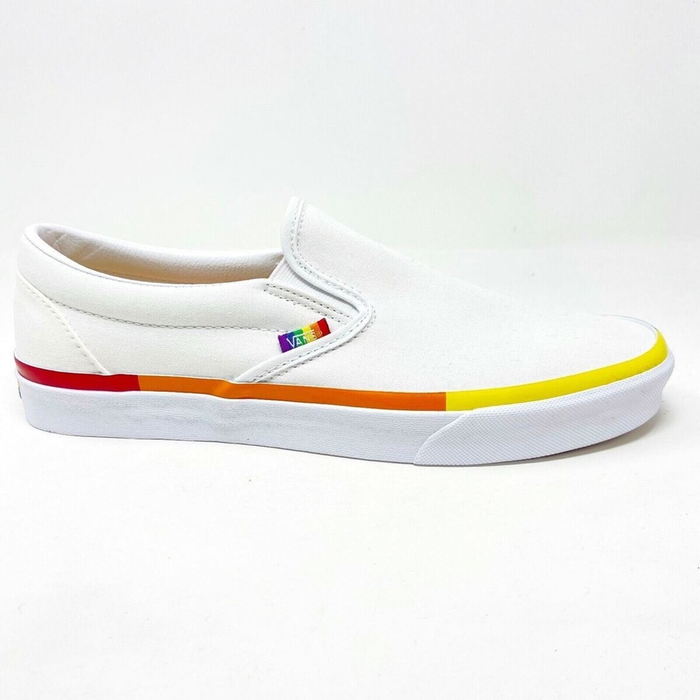 Vans White Slip-On Sneakers with Colorful Trim